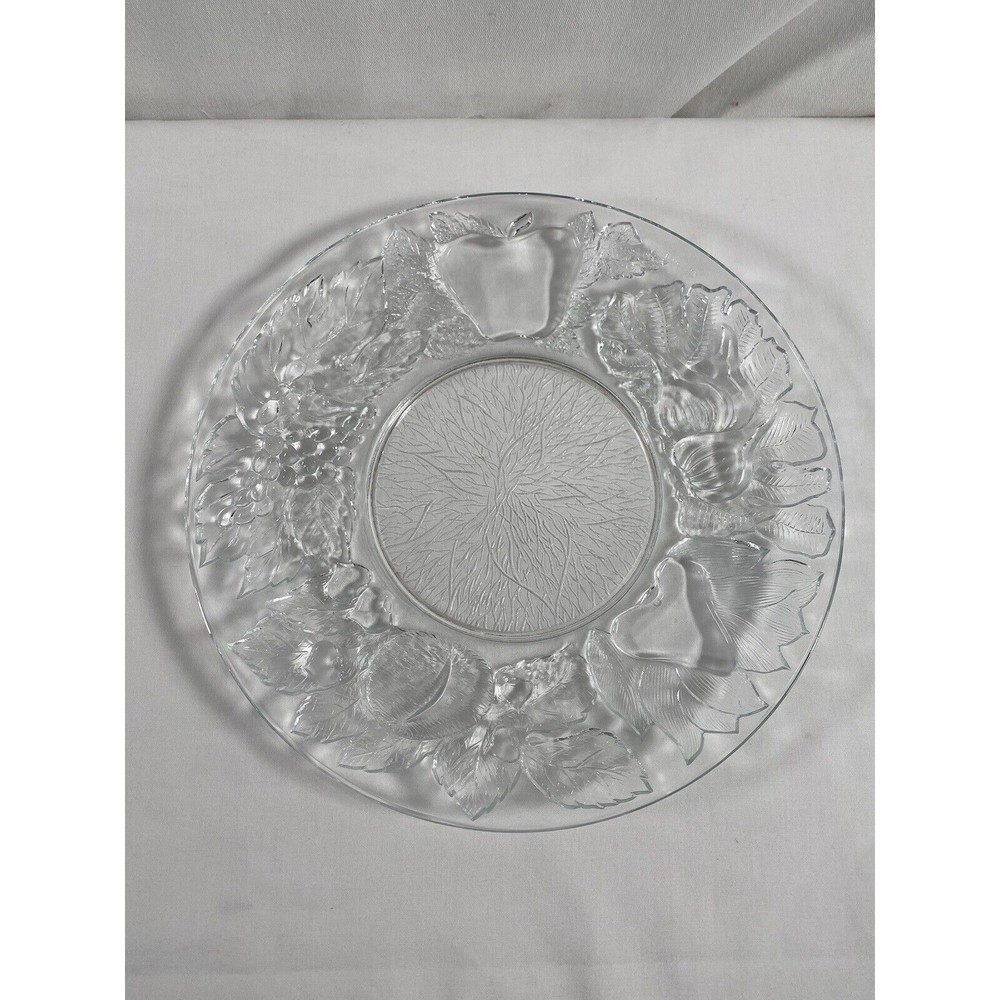 KIG Indonesia Clear Pressed Glass Fruit Pattern 10.5” Plate #50